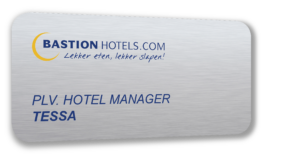 Naambadge € 7,25 p.st. Inclusief magneetsluiting.